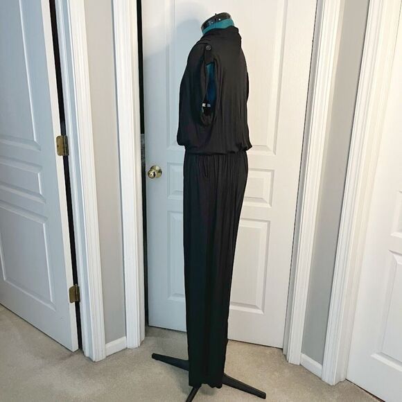 Bar III One Piece Comfy Stretch V Neck Short Sleeve Rayon Spandex Jumpsuit - Picture 3 of 13